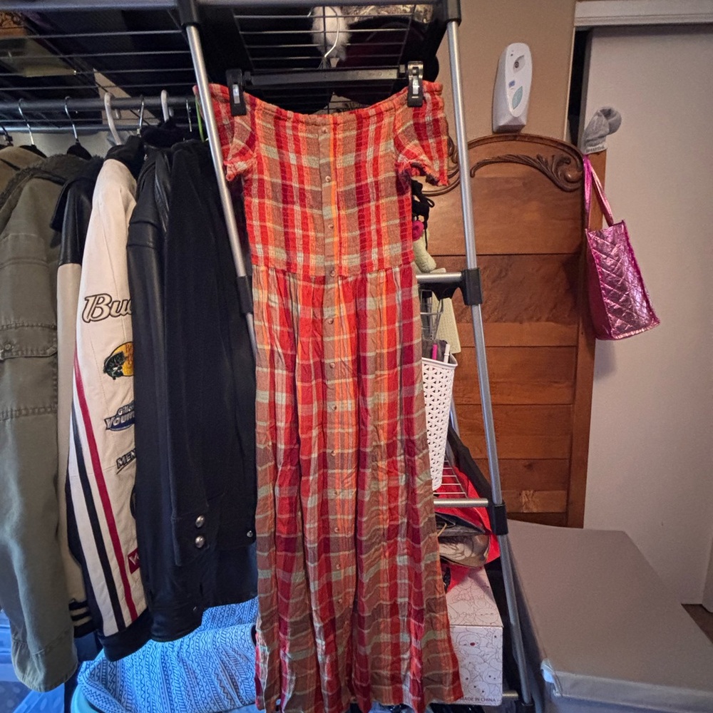 Plaid Button-Down Maxi Dress